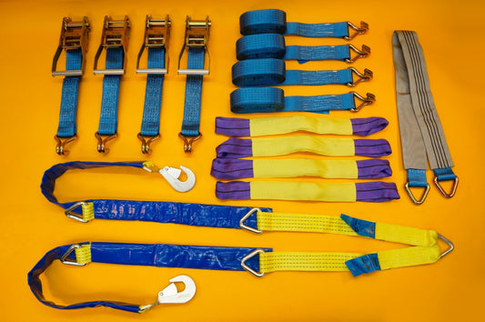 Ratchet Tie Down Strap 4x + Winching Assistance Strap 1.5m + Axle Recovery Strap
