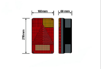 Rear Combination Light PAIR LEFT & RIGHT Rectangular Lamp Radex 6800 For Trailer
