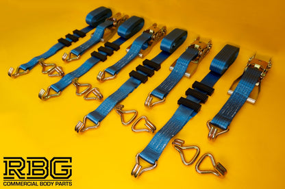 Tie Down Ratchet Strap Recovery 5Ton Over Wheel High-Visibility Blue SET 4Pcs