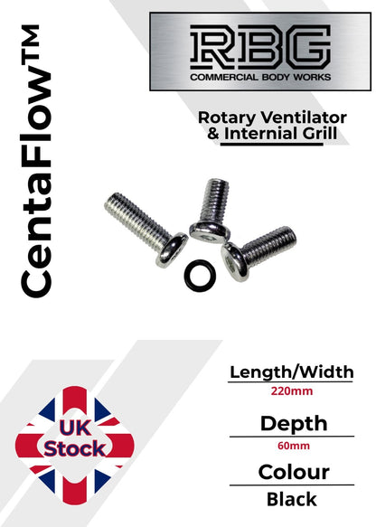 Centaflow™ Wind Driven Vent Black Horsebox Small Low Profile Rotary Van Roof Air