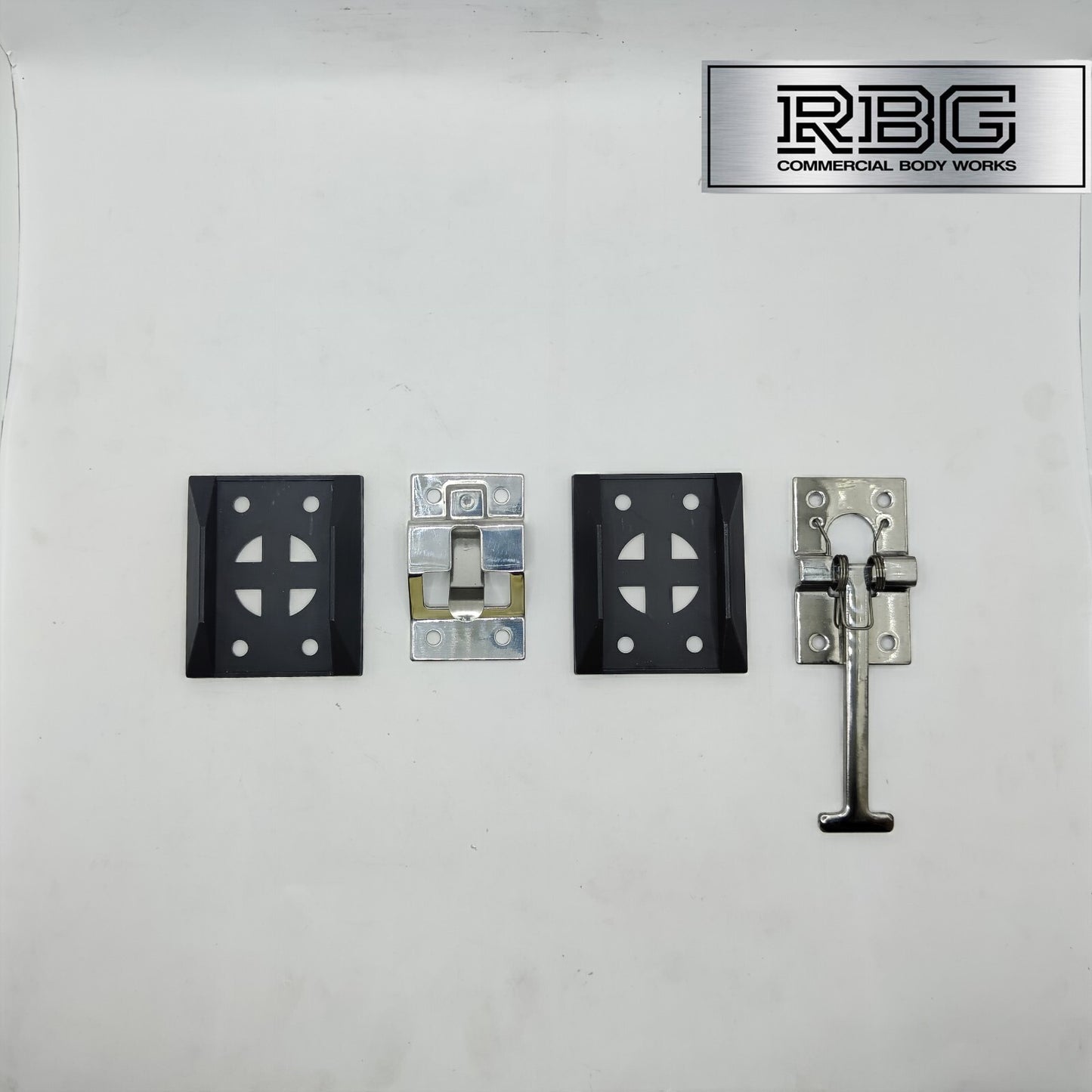 1x Door Retainer Sprung T Hook 95mm + Catch Plate & Bases Horsebox Trailer Truck