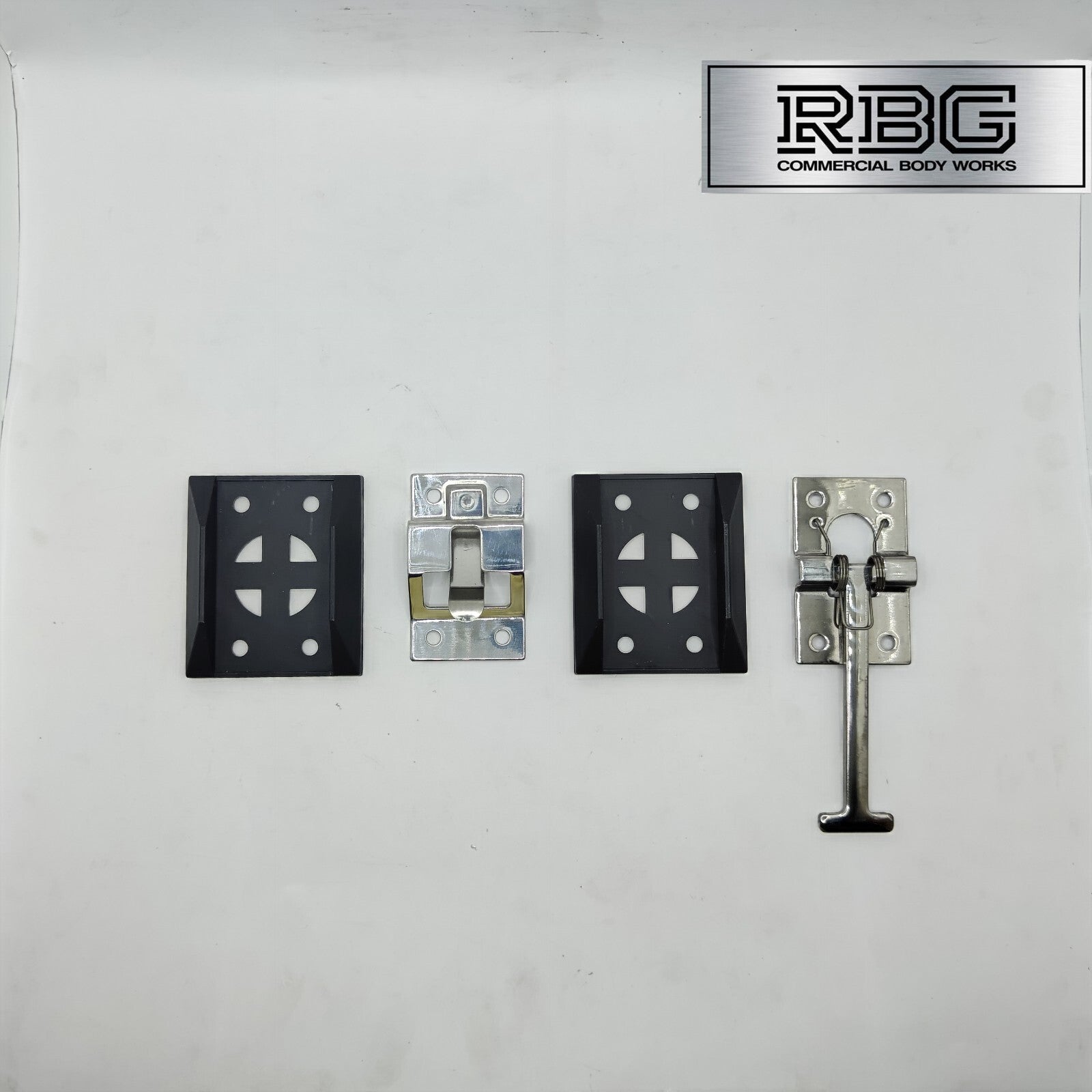 1x Door Retainer Sprung T Hook 95mm + Catch Plate & Bases Horsebox Trailer Truck