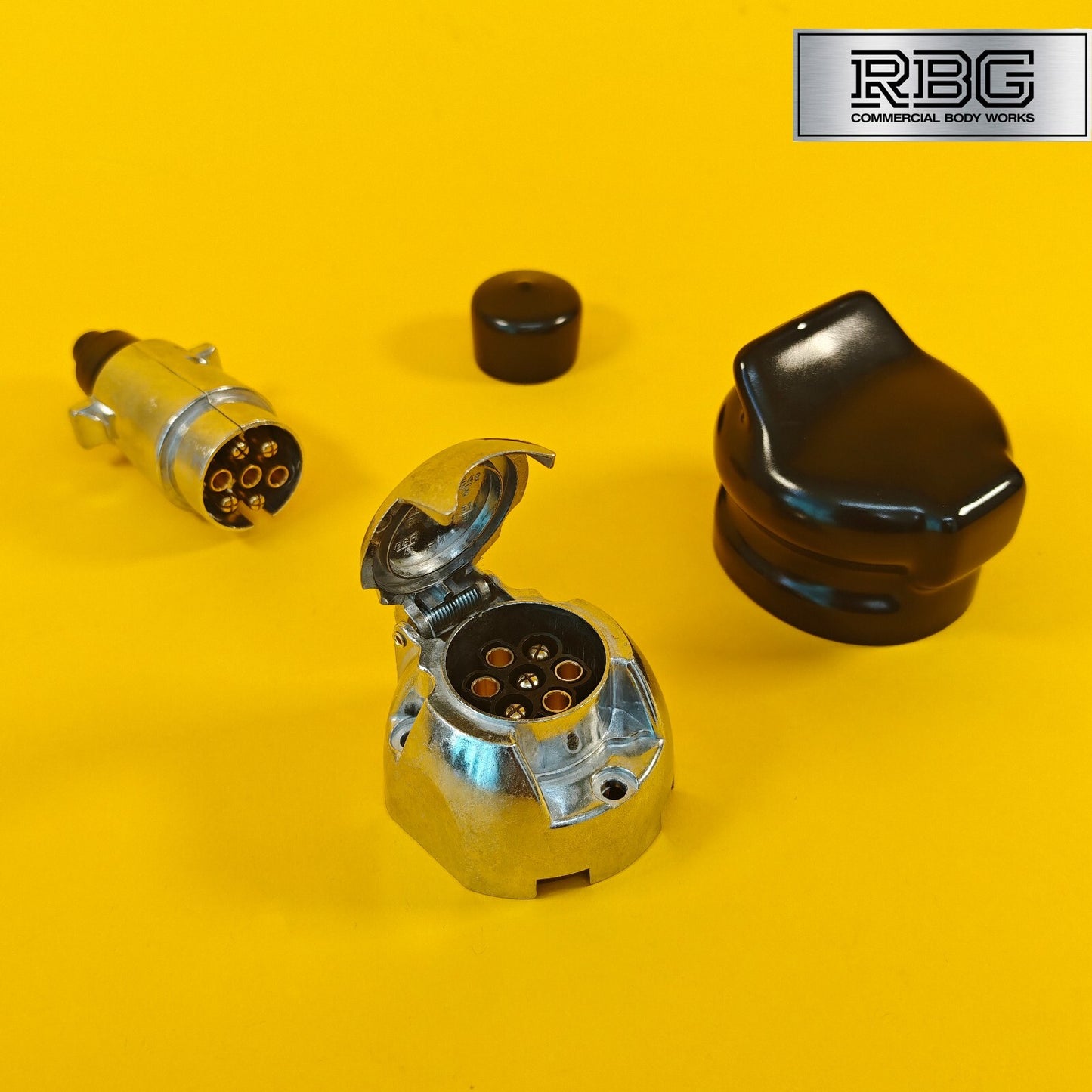 Aluminium Socket & Plug + PVC Socket & Plug Covers SET 7 Pin 12N Type Trailer