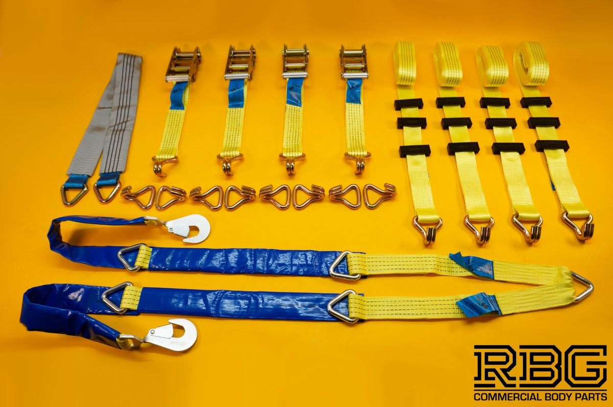 Winching Assistance Strap + 4x Over Wheel Ratchet Strap 5t + Axle Recovery Strap