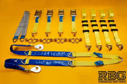 Winching Assistance Strap + 4x Over Wheel Ratchet Strap 5t + Axle Recovery Strap