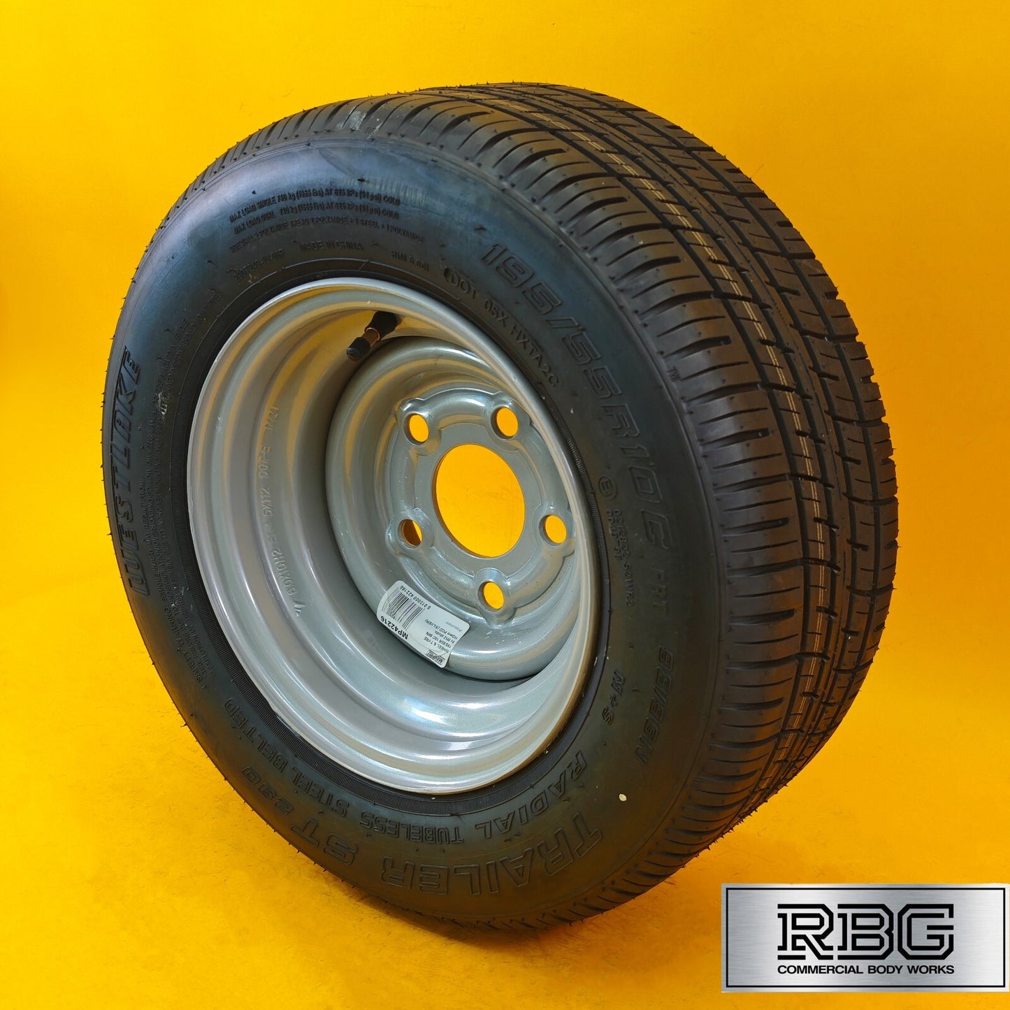 Wheel & Tyre 10″ 195/55R10C for Trailers 5 Stud 112mm PCD Silver Diameter 10″ UK