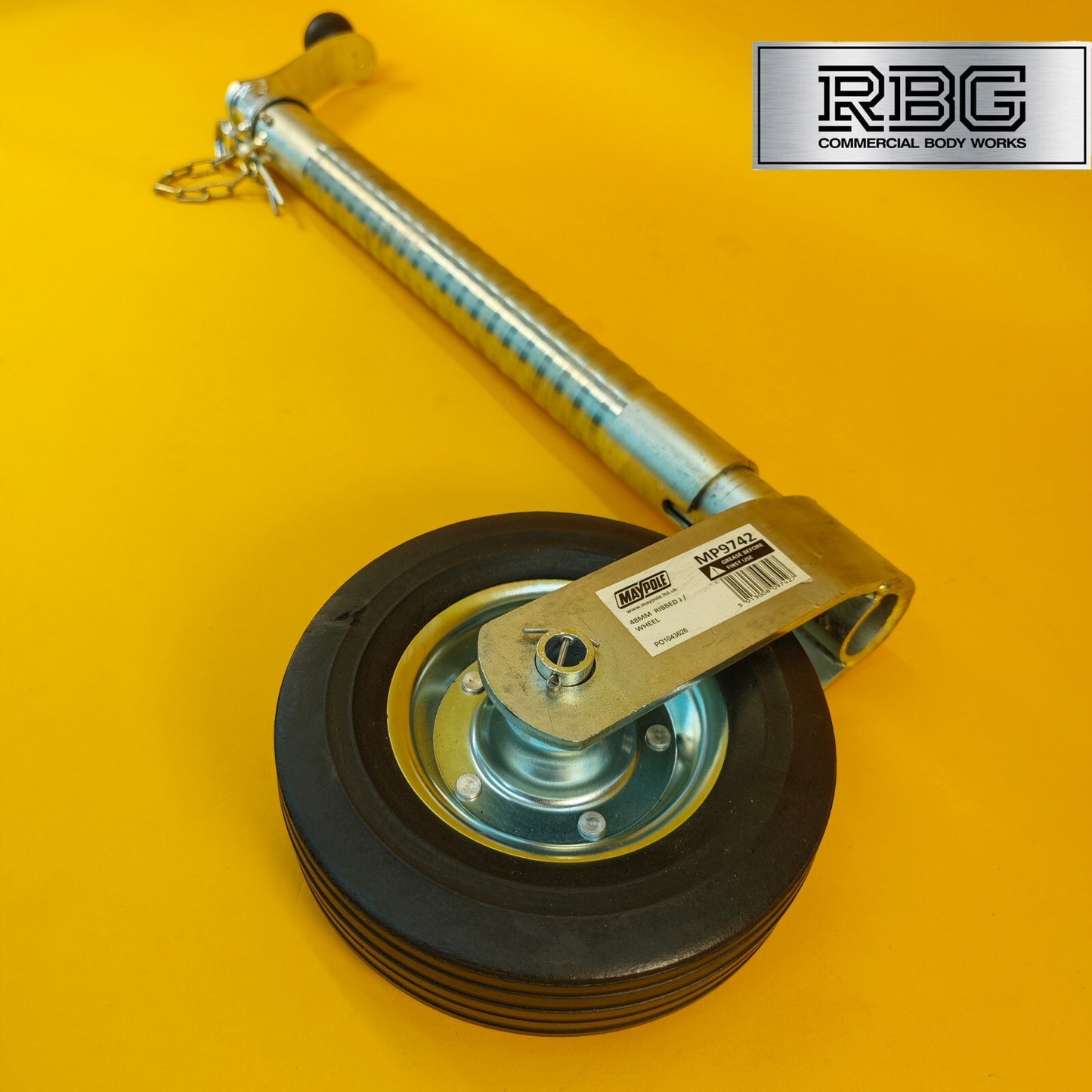 48mm Jockey Wheel Ribbed Heavy Duty 300kg Trailer Ifor Williams 630-860mm