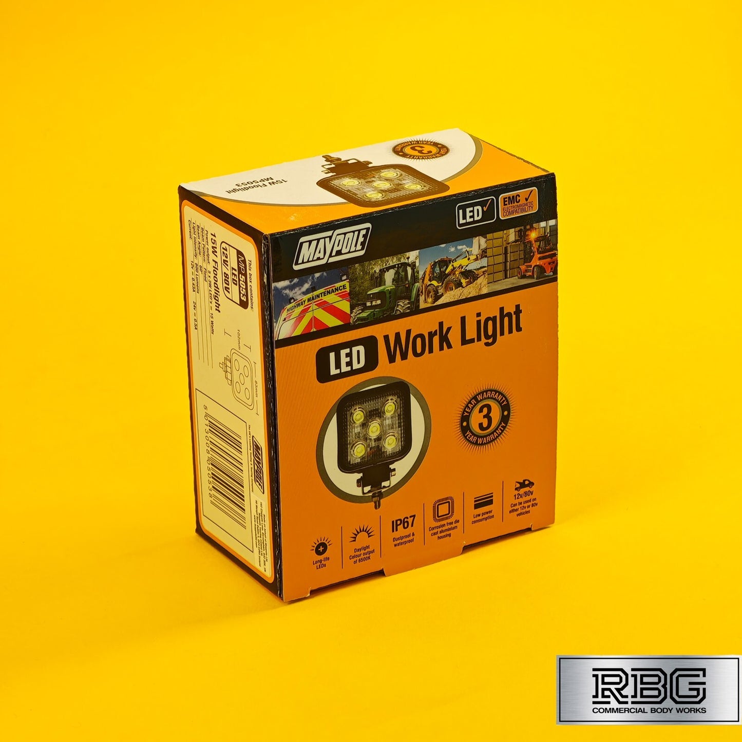 Flood LED Work Lamp Spot Lights 12/24V 15W Waterproof Offroad Car Truck SUV ATV