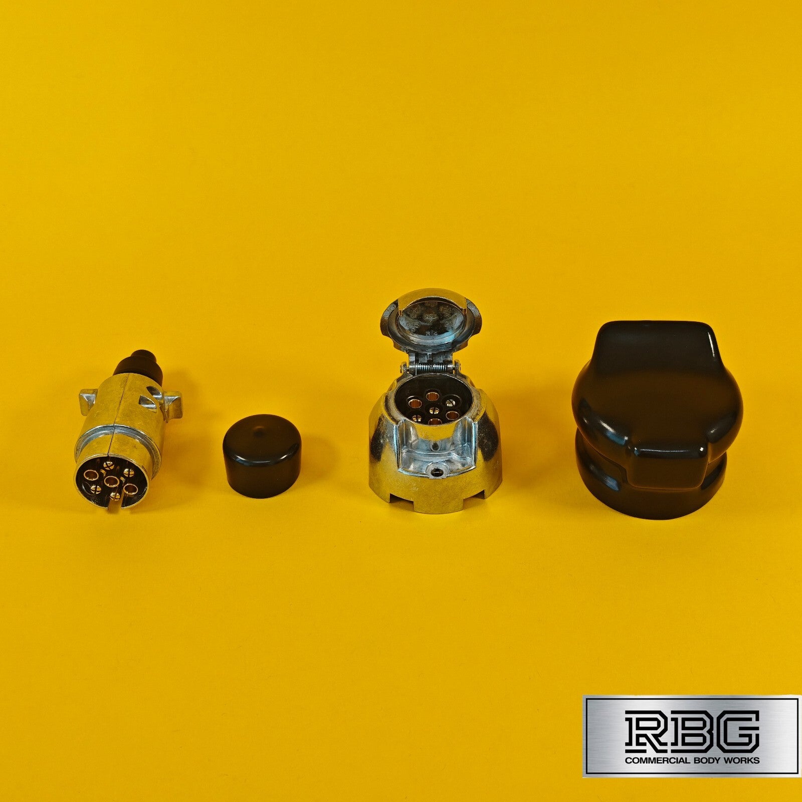 Aluminium Socket & Plug + PVC Socket & Plug Covers SET 7 Pin 12N Type Trailer