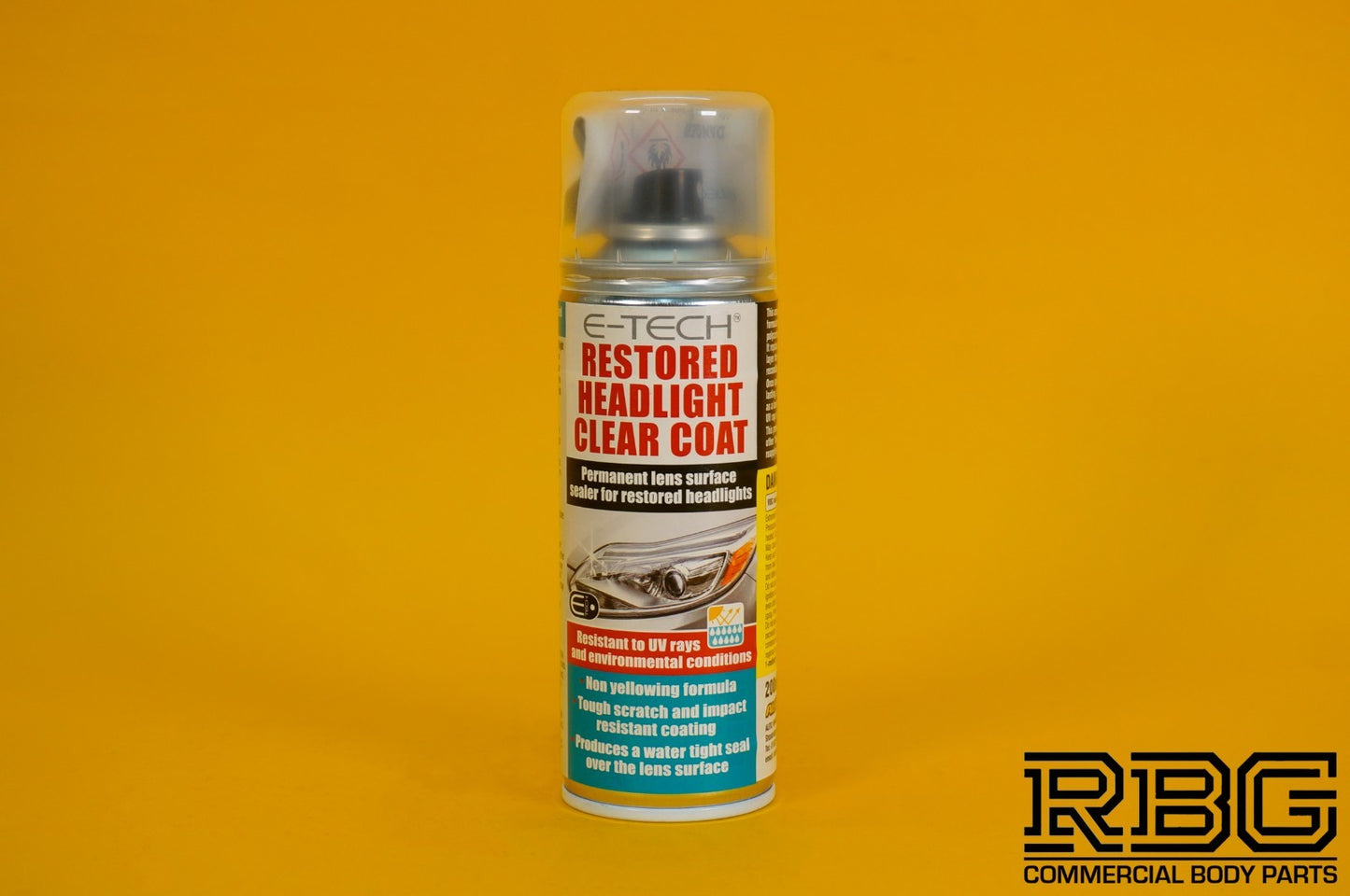 Restored Headlight Lacquer Spray Clear Coat E-TECH 200ml Headlamp Protect Sealer