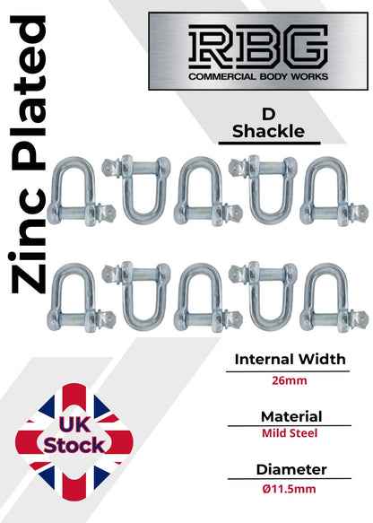 D Shackle Heavy Duty Hex Flush Pin Dee Shackle 19.5mm - 26mm Load Securing