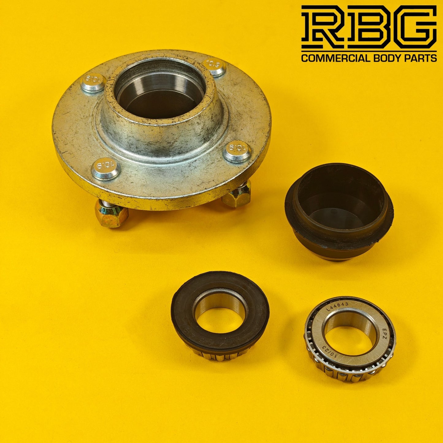 Trailer Wheel Hub 4" PCD Plastic Cap & Conical Nuts Taper Roller Hub for Trailer