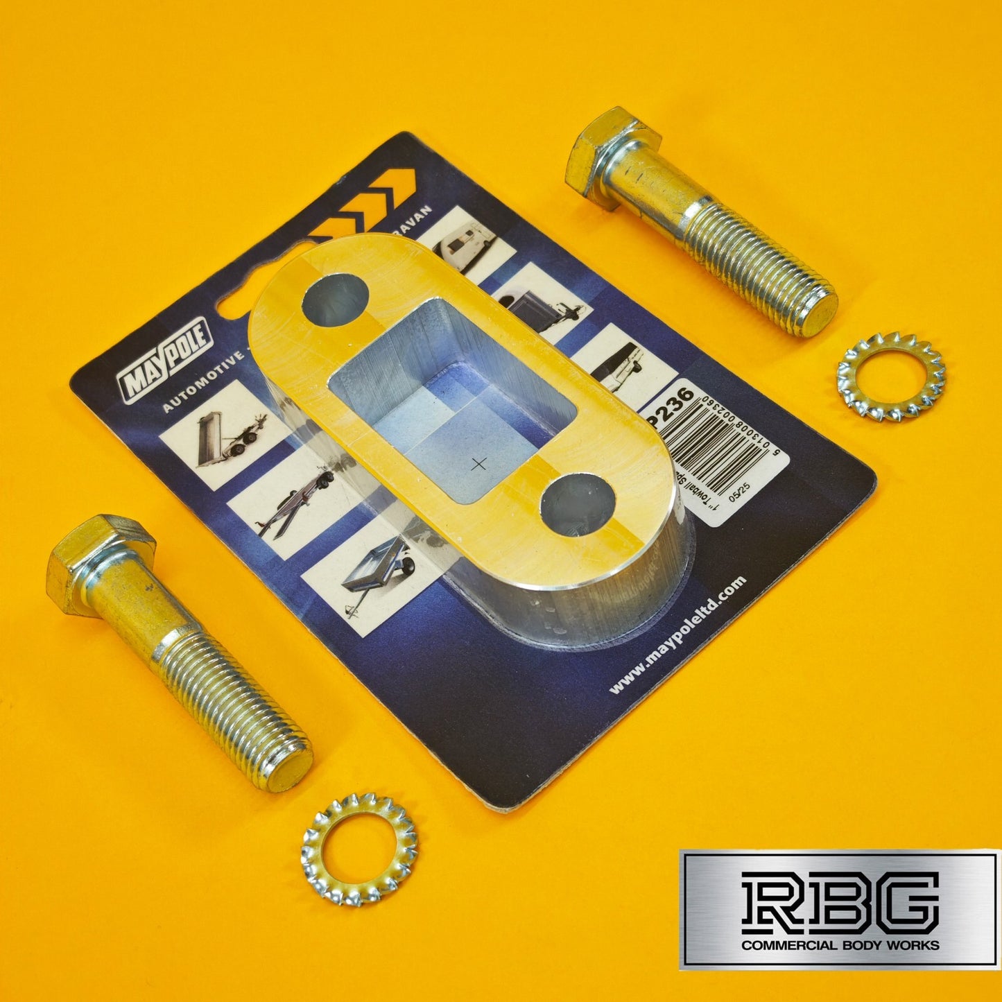 Tow Bar Ball Spacer Extension + 70mm Bolts & Nuts 25mm Block Trailer Caravan UK