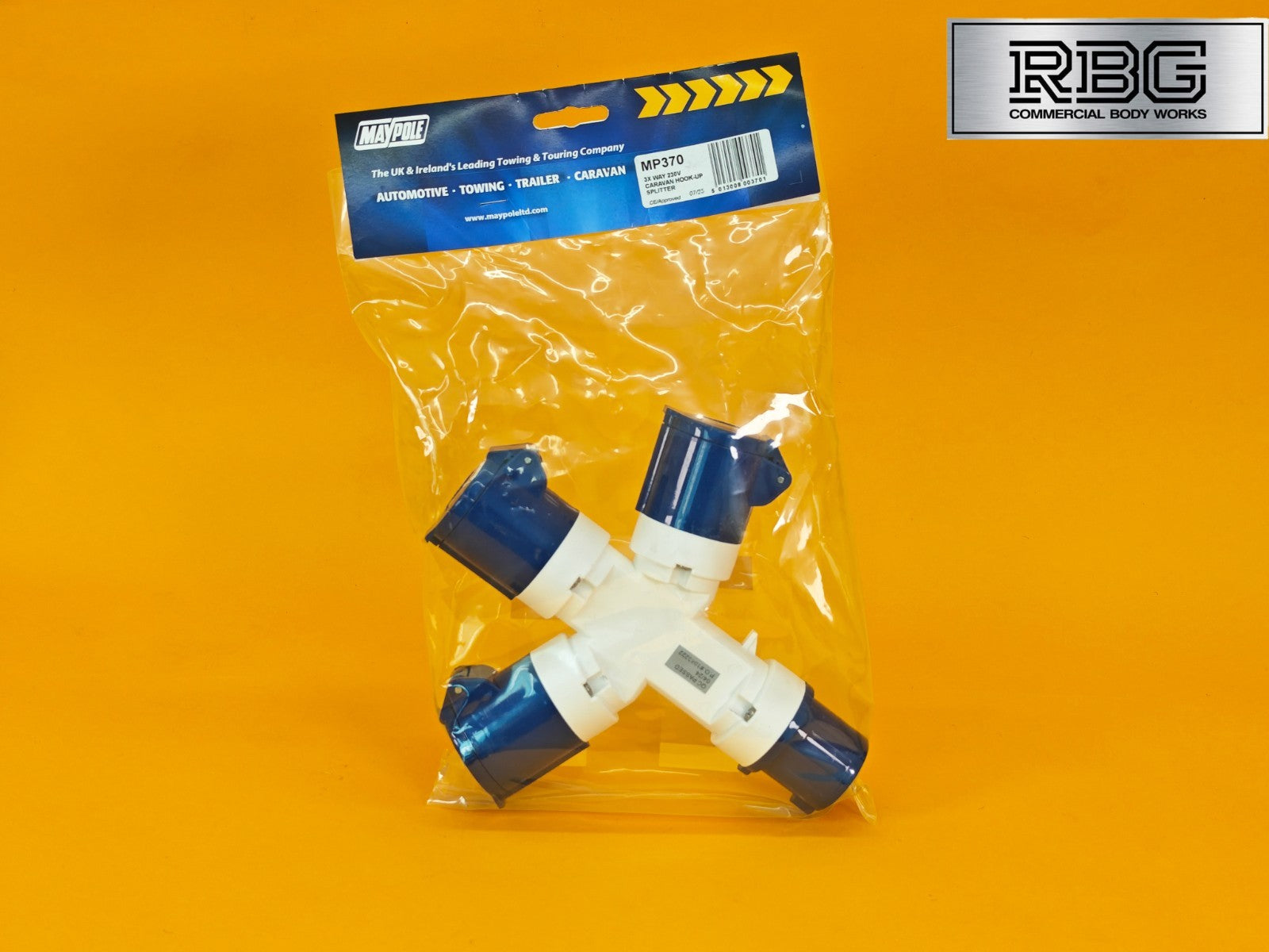 3 Way Hook-Up Splitter 230V 16 Amp Mains Electric Adaptor for Camping Caravan UK