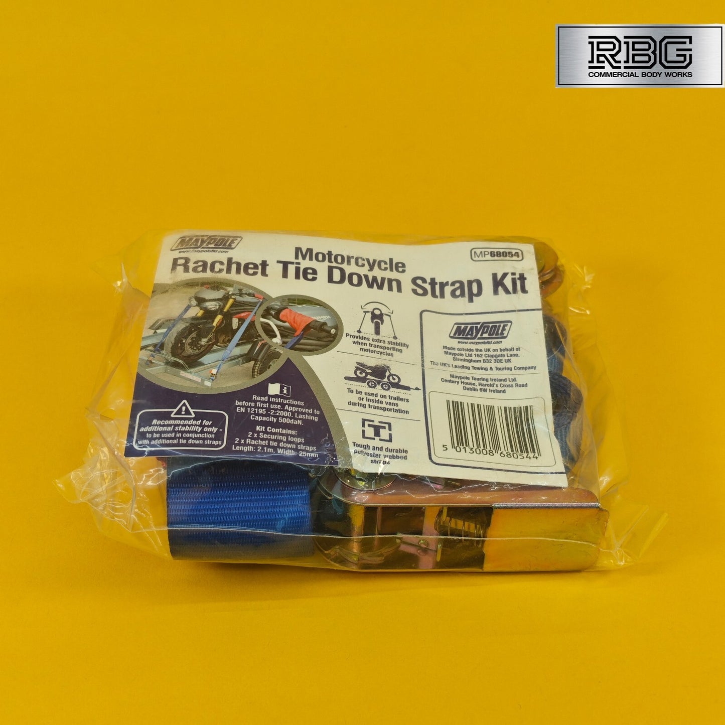 Strap Kit Motorcycle Ratchet Tie Down 25mm 2.1m Blue Trailer Handlebar Lashing