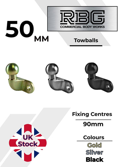 50mm Tow Ball Heavy Duty Standard Tow Hitch E approved 3.5t Gold/Black/Silver