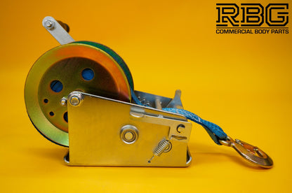 Manual Hand Winch 3500lb + Strap 10m & Hook Trailer Caravan Boat Winch Marine