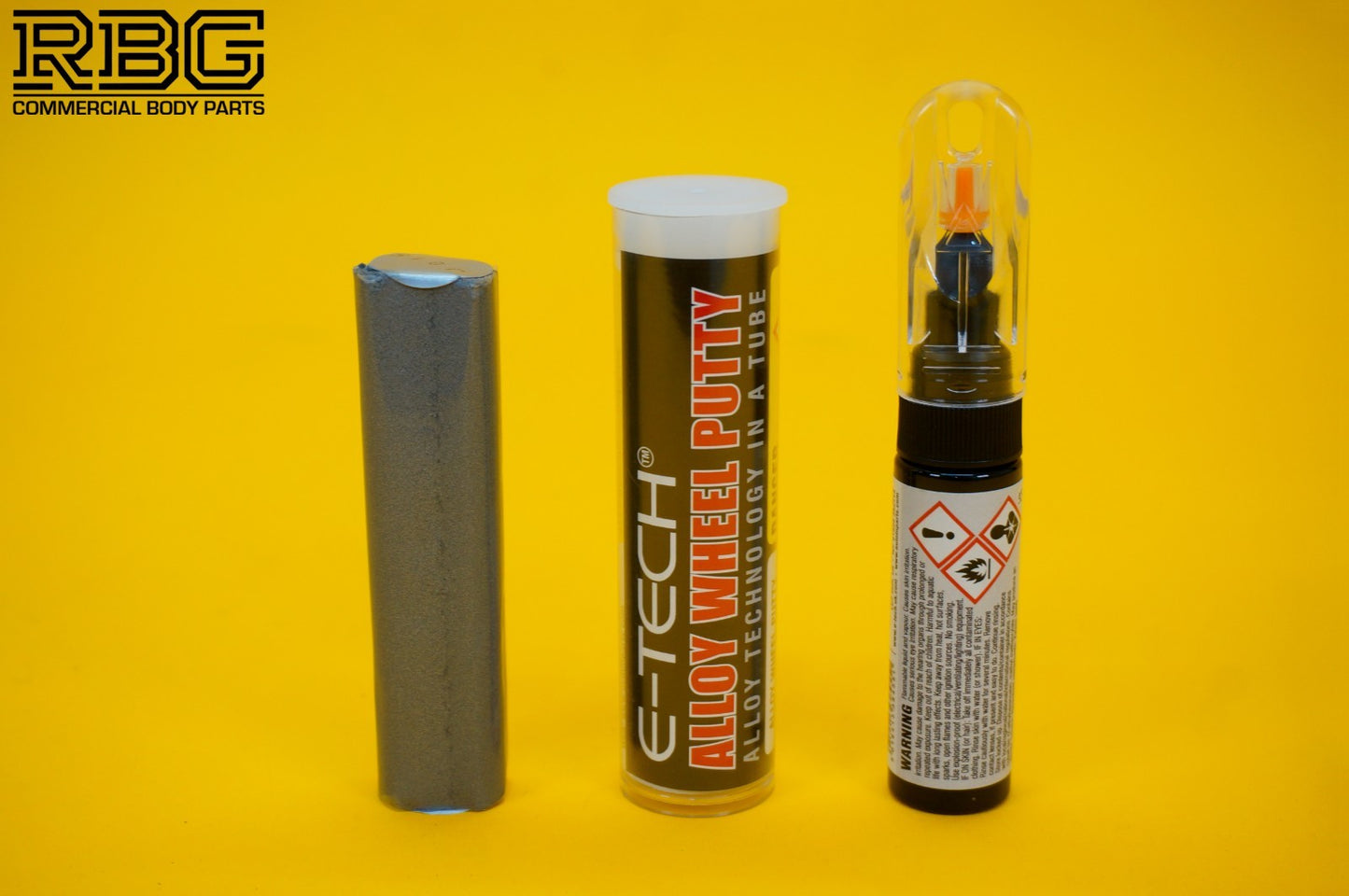 Alloy Wheel Paint Touch-Up Stick BLACK + Repair Putty Filler 10cm Tube E-TECH