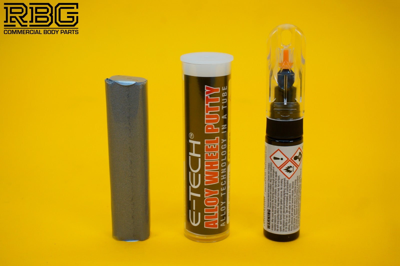 Alloy Wheel Paint Touch-Up Stick BLACK + Repair Putty Filler 10cm Tube E-TECH