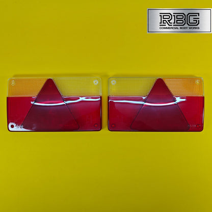 Replacement Lens Rear Light PAIR for AJBA FP80 with Orange Reflector Trailer