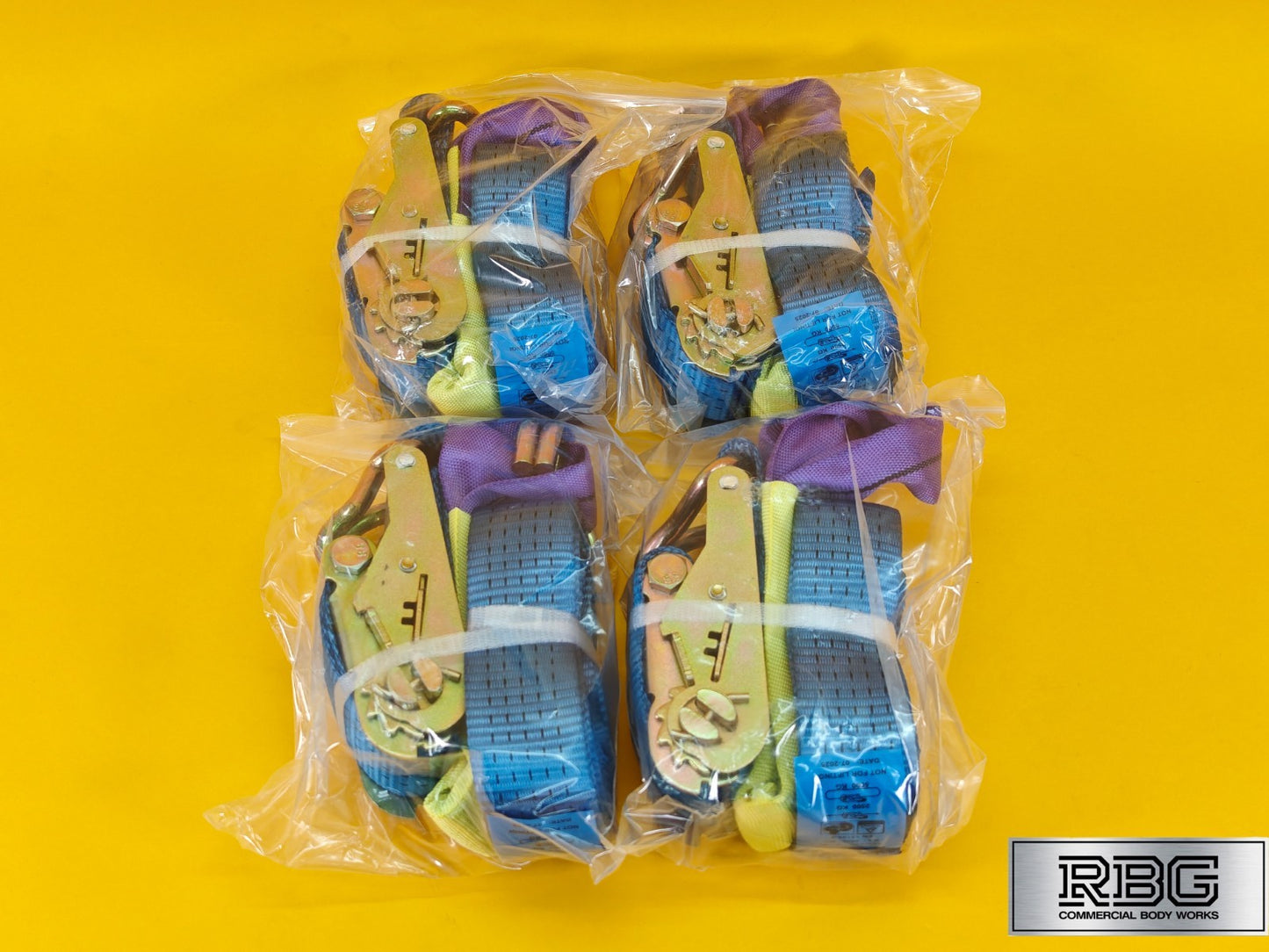 Recovery Ratchet Strap SET 4Pcs 5ton Tie Down Alloy Wheel High-Visibility Blue