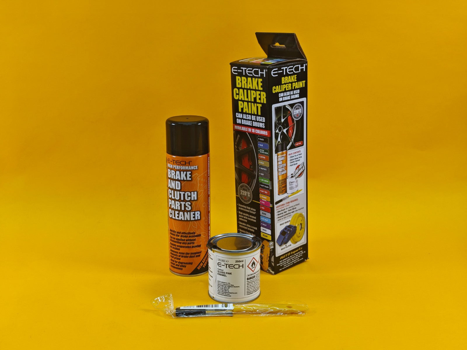 Brake Caliper Paint Kit PINK Paint + Cleaner + Brush E-TECH For Car Vehicle UK