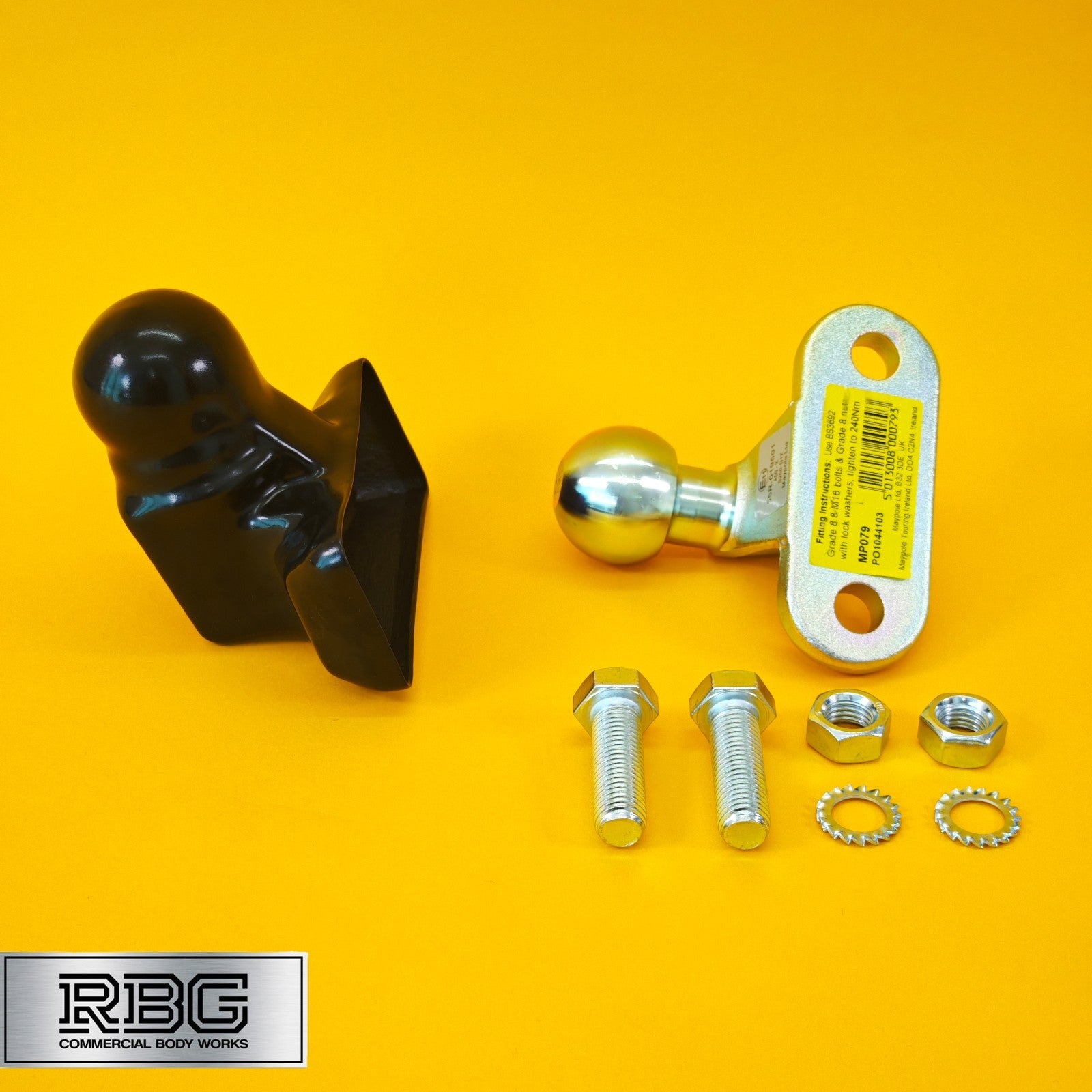 Tow Ball + Cover PVC 50mm Tow Hitch Gold Standard E Approved Trailer Caravan UK