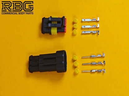SuperSeal Connector Pair Assembly AMP 3 Way Female/Male Wiring Waterproof IP67