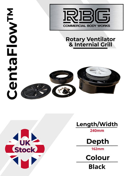 Centaflow™ Wind Driven Vent Black Horsebox Classic Profile Rotary Van Roof Air