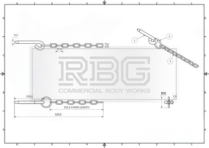 Round Cotter Pin & Chain 109 x 9.5mm Trailers Tail Gate Horseboxes Tipper...