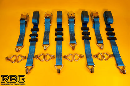 Ratchet Strap Tie Down Recovery 5ton Over Wheel High-Vis Blue + Grips SET 4Pcs