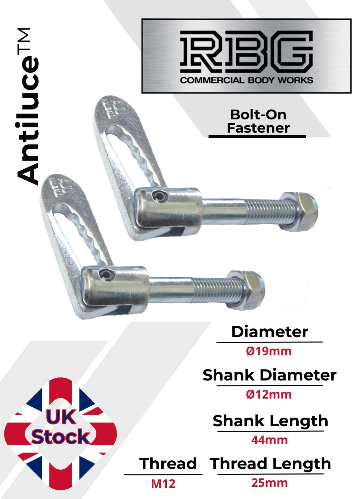 Antiluce™ Fasteners, Z/P Drop Lock Horsebox, Trailer, Pickup Tailgate Anti-Luce