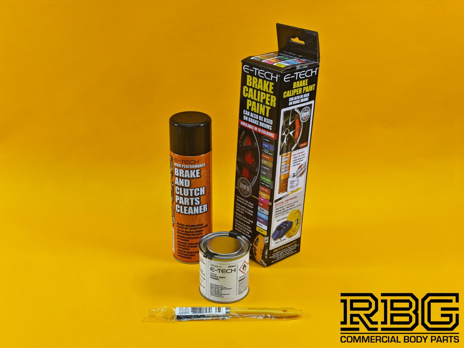 Brake Caliper Paint Kit GREY Paint + Cleaner + Brush E-TECH For Car Vehicle UK