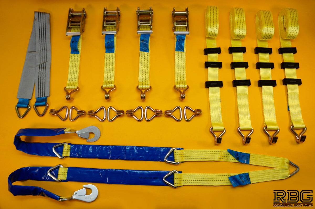 Winching Assistance Strap + 4x Over Wheel Ratchet Strap 5t + Axle Recovery Strap