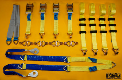 Winching Assistance Strap + 4x Over Wheel Ratchet Strap 5t + Axle Recovery Strap