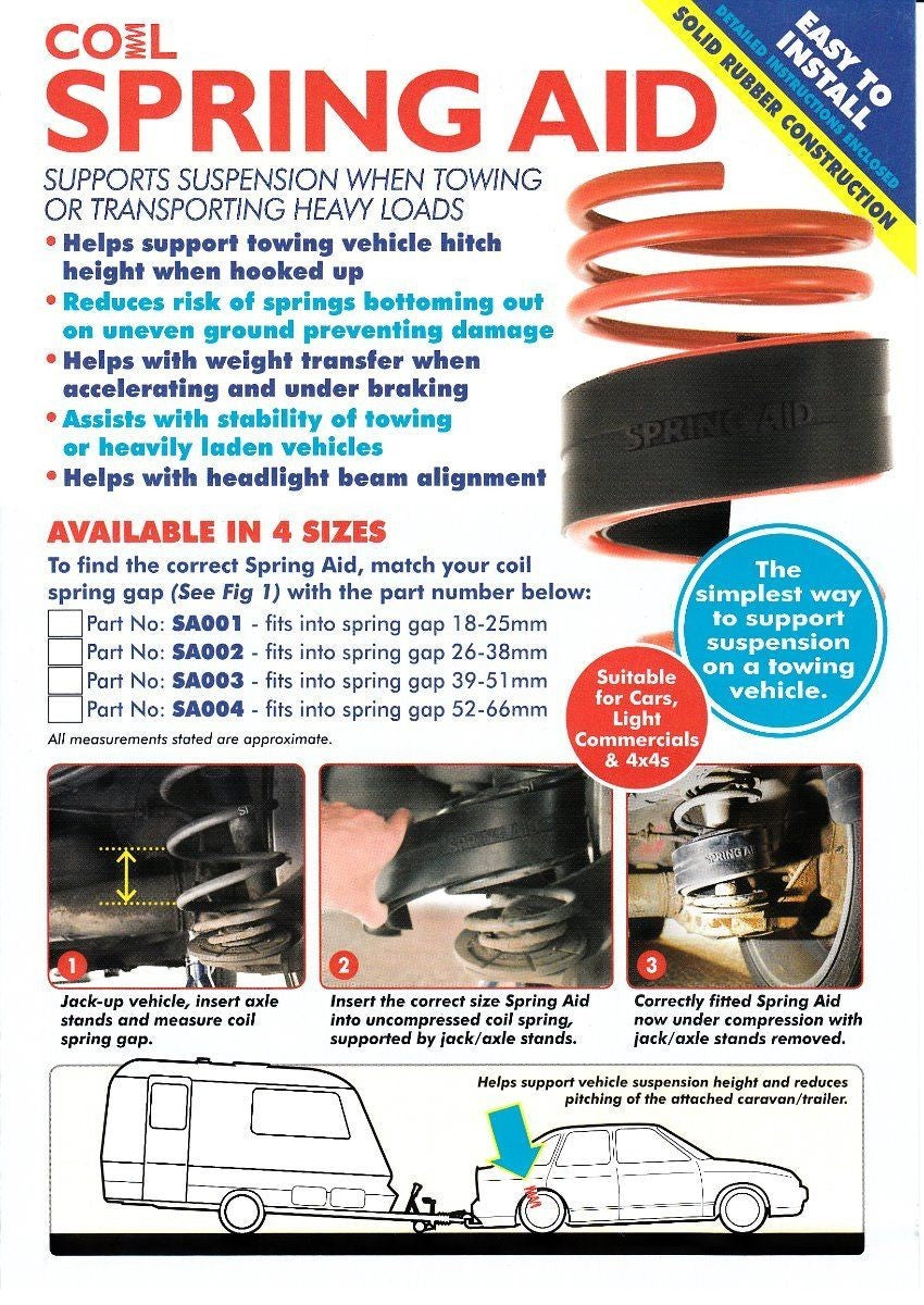 Coil Spring Aid Assister 39mm–51mm Gap Towing Suspension Support Car Caravan