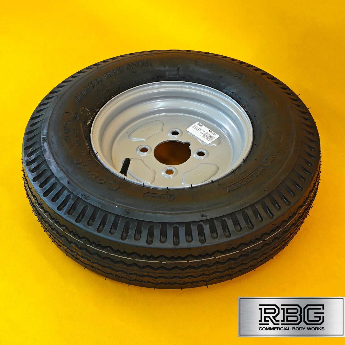 Wheel & Tyre 500x10 Inch for Trailers 4 Ply 4 Studs 4″ PCD Silver Diameter 10″