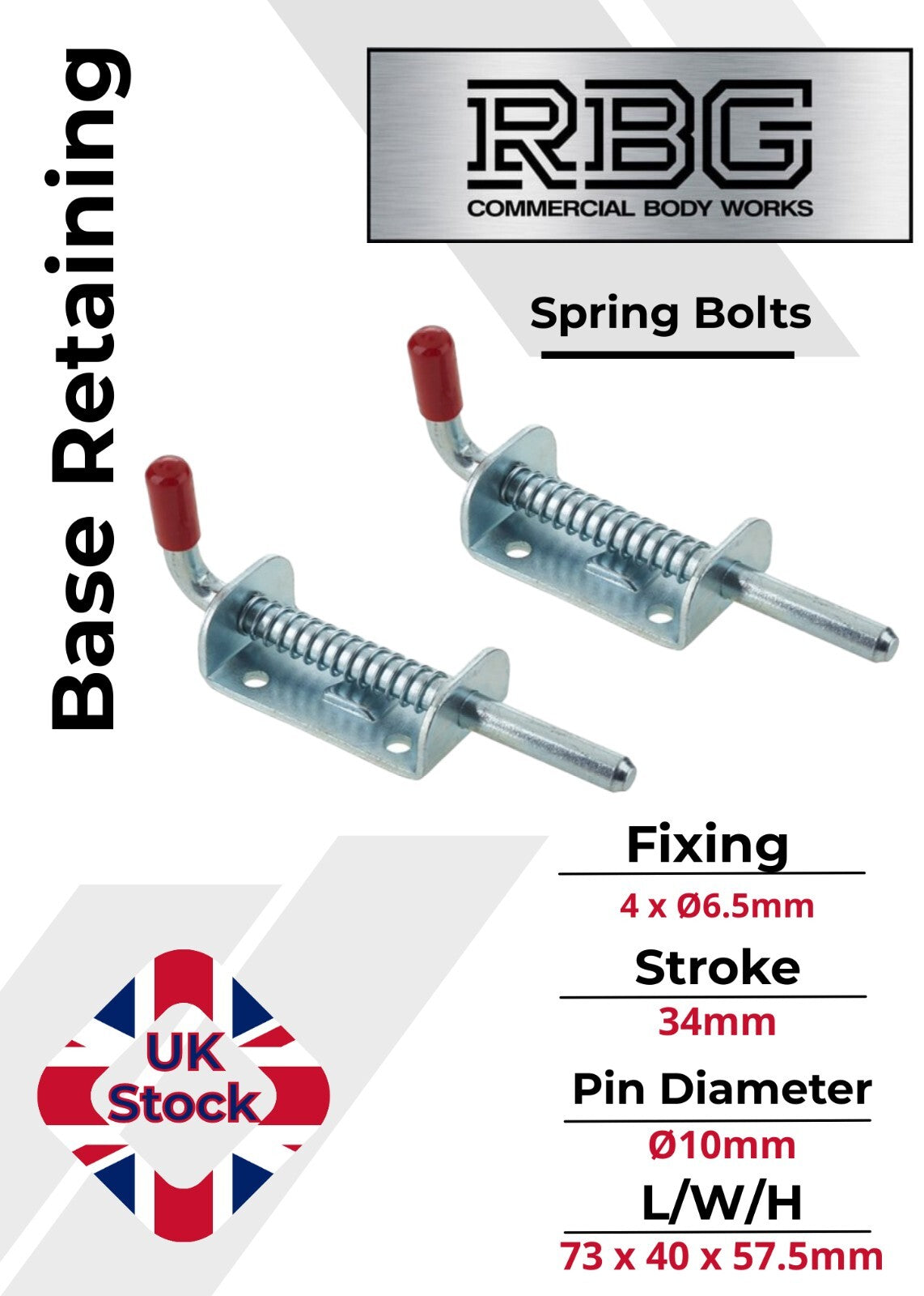 Spring Loaded Retaining Shoot Bolts - Gate Door Catch Stable Horse Box Trailer