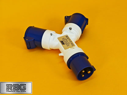 2 Way Hook-Up Splitter 230V Electric Mains Lead Adaptor for Camping Caravan UK