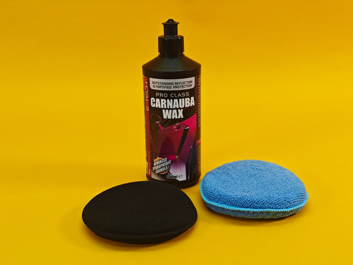 Pro Class Carnauba Wax, Applicator Kit & Microfibre Polishing Pad 500ml E-TECH