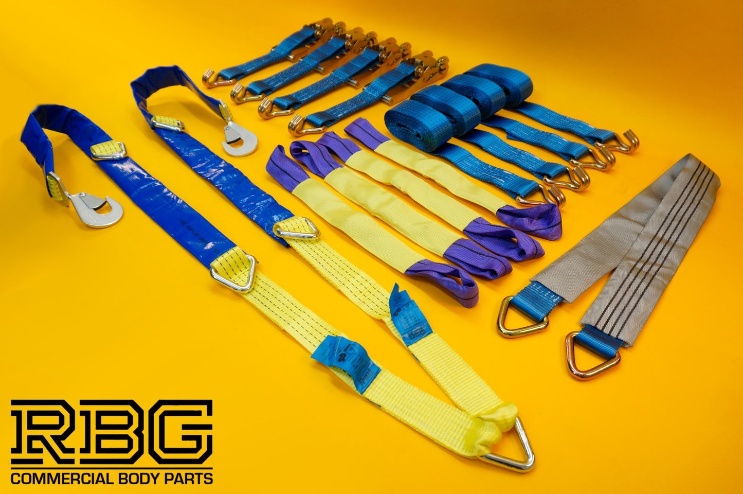 Ratchet Tie Down Strap 4x + Winching Assistance Strap 1.5m + Axle Recovery Strap