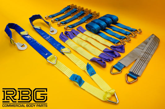 Ratchet Tie Down Strap 4x + Winching Assistance Strap 1.5m + Axle Recovery Strap