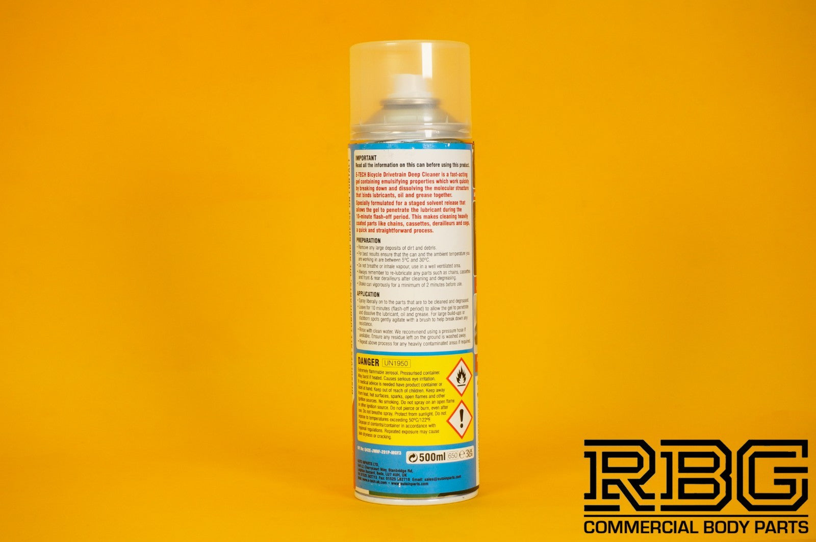 Bicycle Chain Drivetrain Cleaner E-TECH 500ml Bike Deep Fast-Acting Gel Cleaner