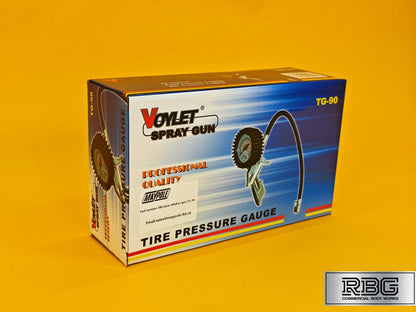 Tyre Inflation Gun 0-220psi Inflator Complete With Clip Connector Pressure Gauge