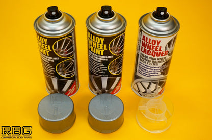 2x Alloy Wheel Paint METALLIC SILVER + 1x Clear Lacquer Spray Refurbishment Kit