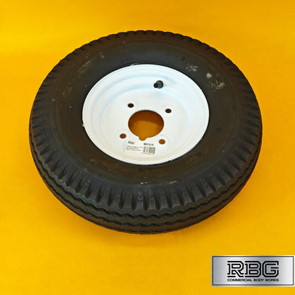 Wheel & Tyre 400x8 Inch for Trailers 4 Ply 4 Studs 4″ PCD White Diameter 8″ UK