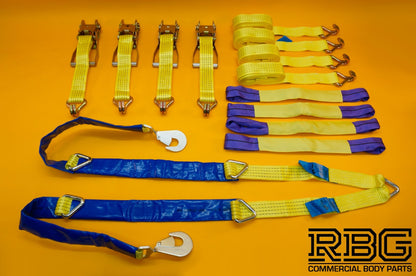 4x Recovery Ratchet Strap 4m x 50mm 5Ton + Winching Assistance Strap 1.5m x 50mm