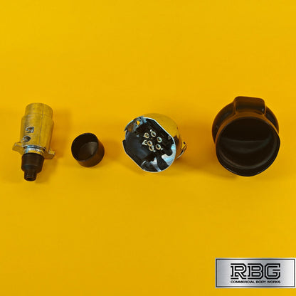 Aluminium Socket & Plug + PVC Socket & Plug Covers SET 7 Pin 12N Type Trailer