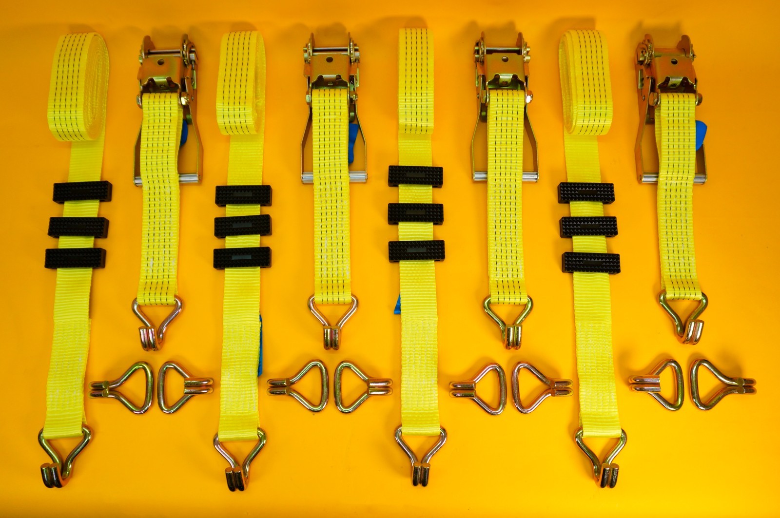 Tie Down Ratchet Strap 5Ton Over Wheel Recovery High-Visibility Yellow 4Pc SET