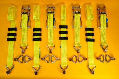 Tie Down Ratchet Strap 5Ton Over Wheel Recovery High-Visibility Yellow 4Pc SET